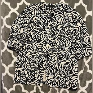 Jones Wear Black and White Floral Blazer